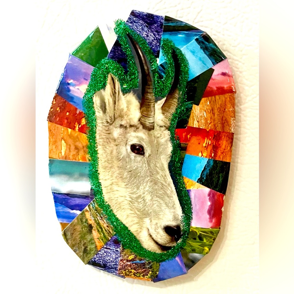 “You are the GOAT”- upcycled handmade fridge magnet art. —NWOT—